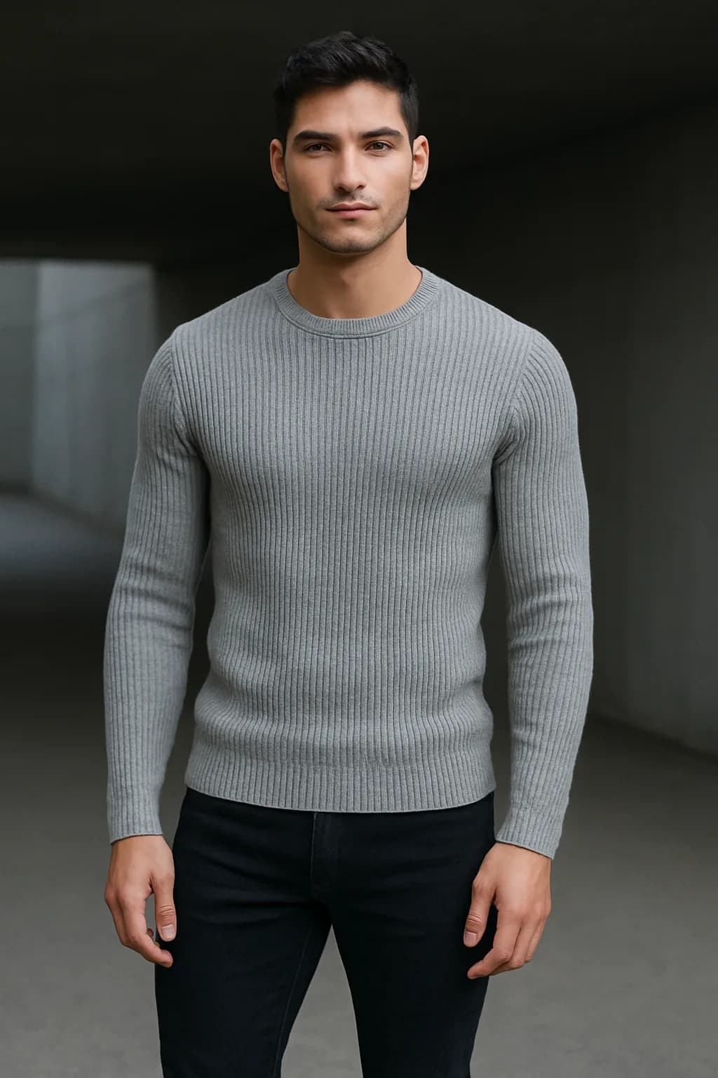 Muscle Fit Ribbed knitted jumper from the Knitwear edit.