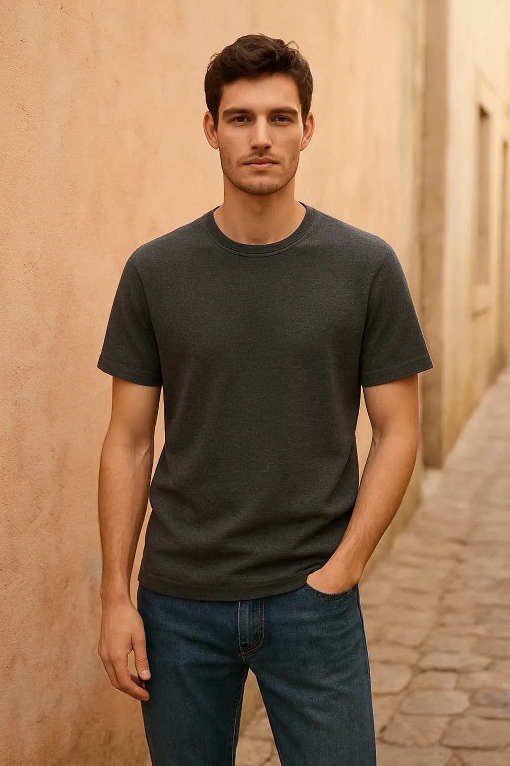 Straight Fit Textured t-shirt from the T-Shirts & Vests edit.