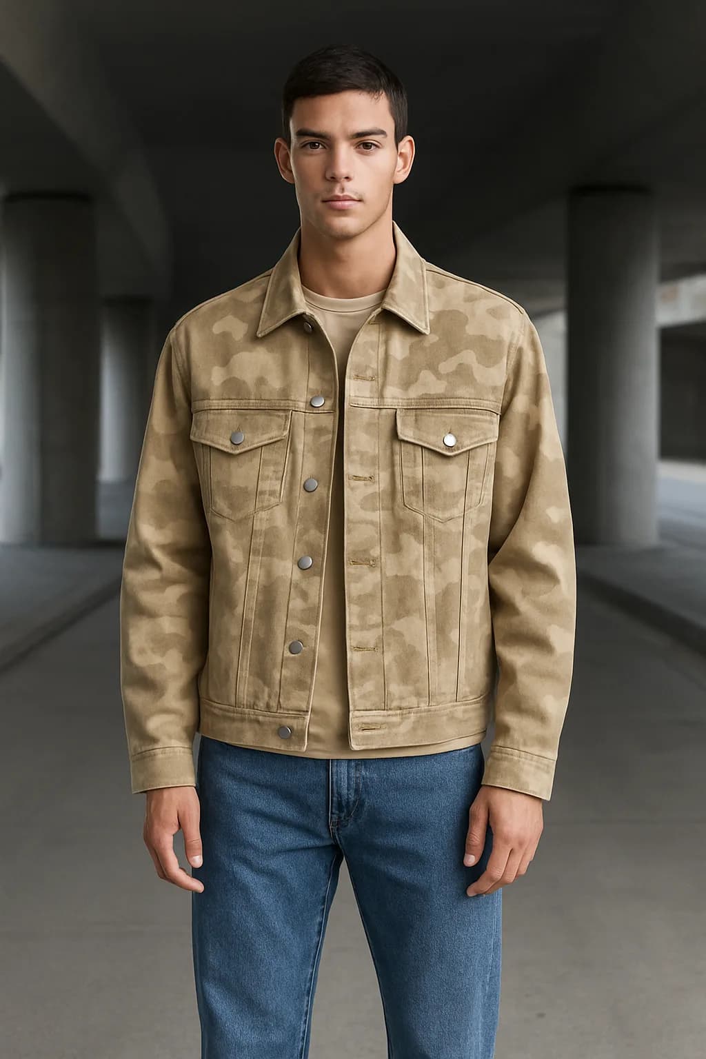 Loose Fit Camo Print denim jacket from the Denim edit.