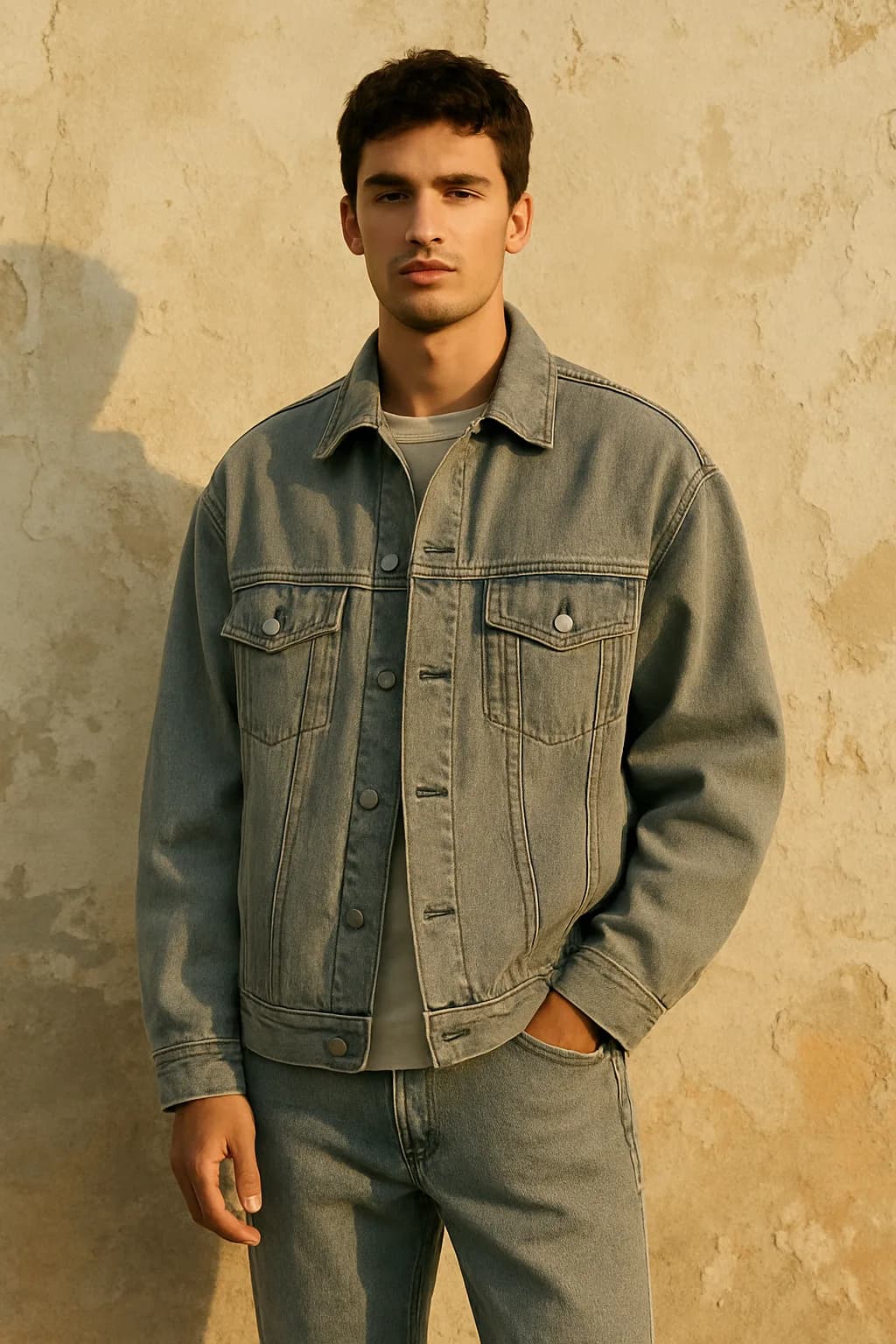 Oversized Washed denim jacket from the Denim edit.