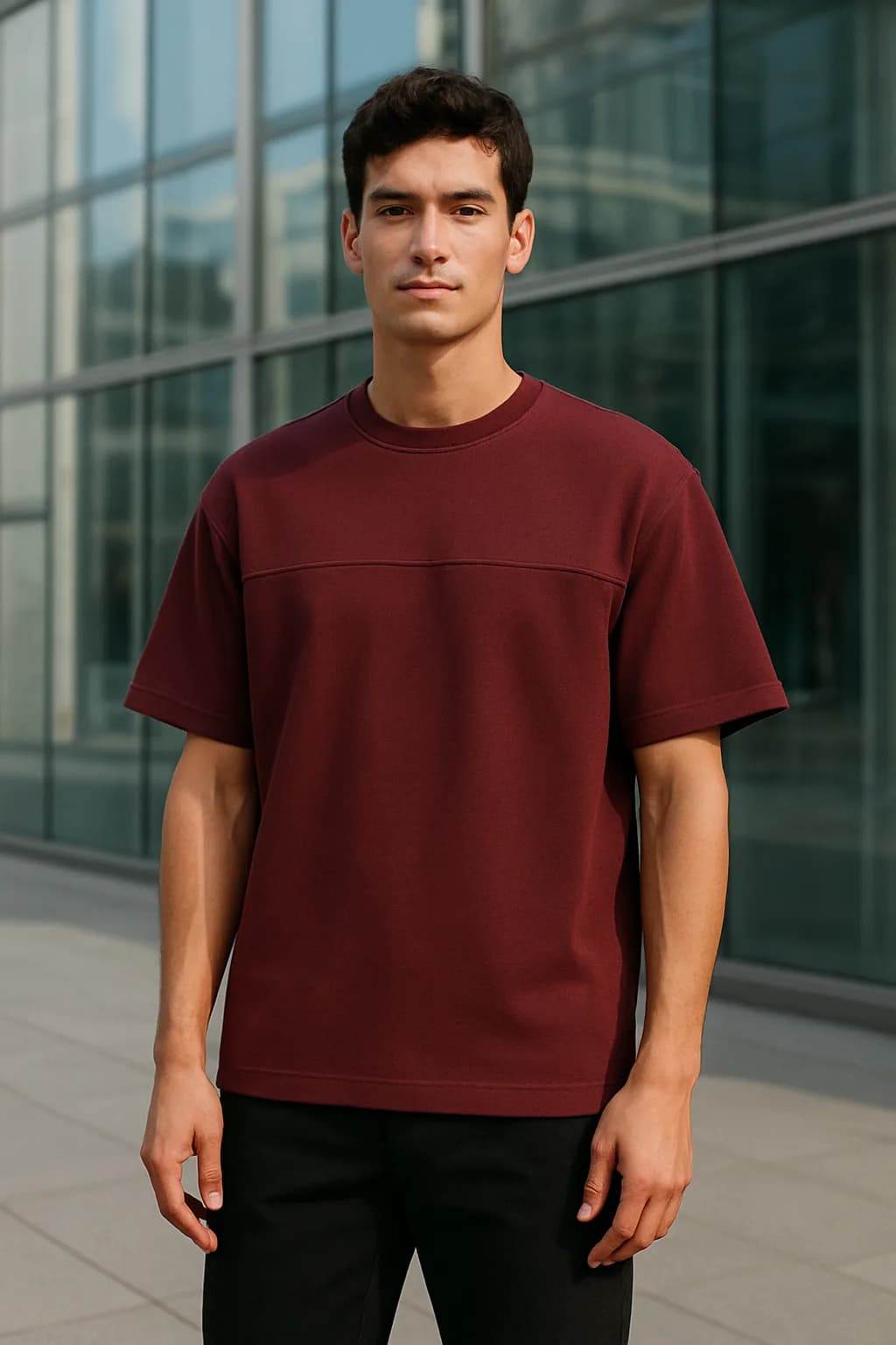 Boxy Fit Contrast Panel essential tee from the Essentials edit.