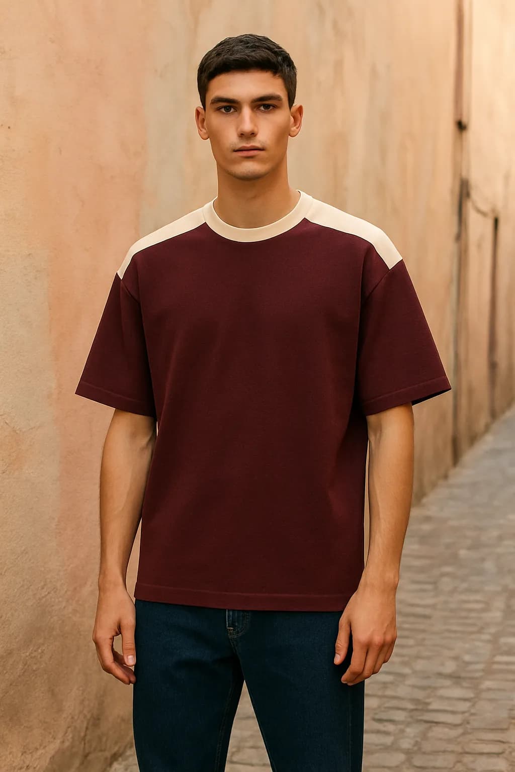 Boxy Fit Contrast Panel football shirt from the Football Shirts edit.