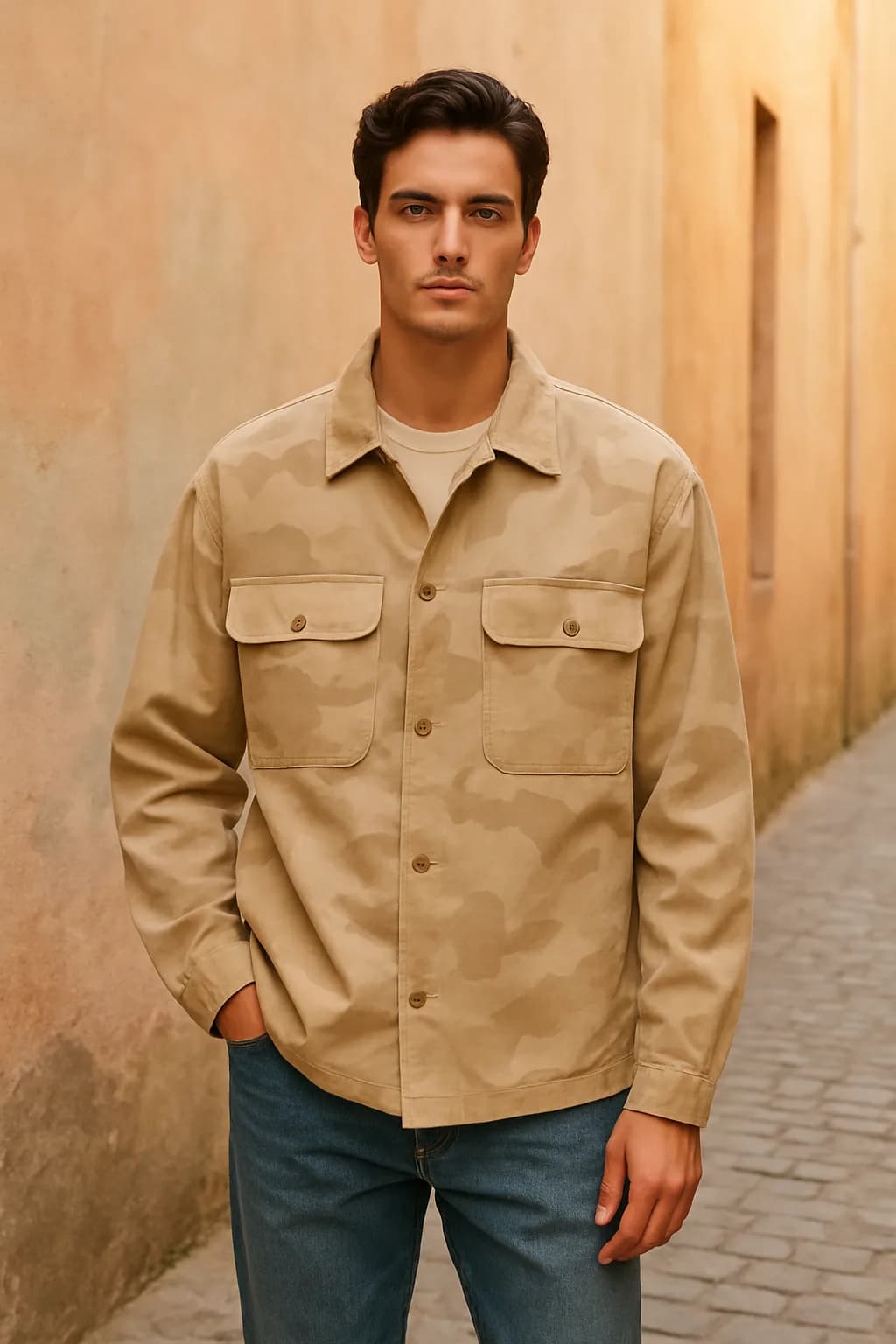 Loose Fit Camo Print jacket from the Jackets & Coats edit.