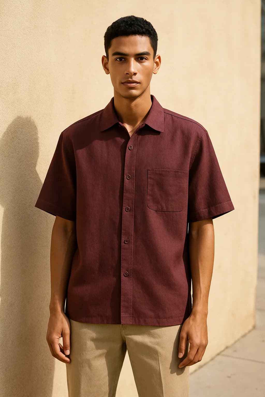 Boxy Fit Contrast Panel linen shirt from the Linen edit.