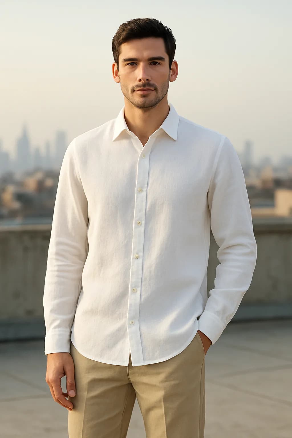 Regular Fit Graphic Print linen shirt from the Linen edit.
