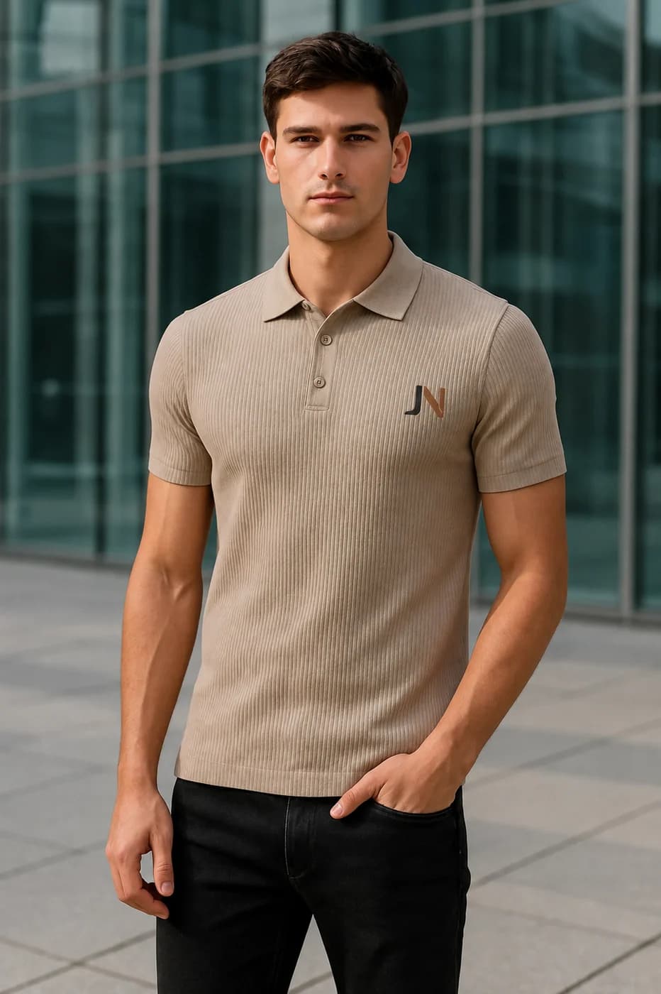 Muscle Fit Ribbed polo shirt from the Polos edit.