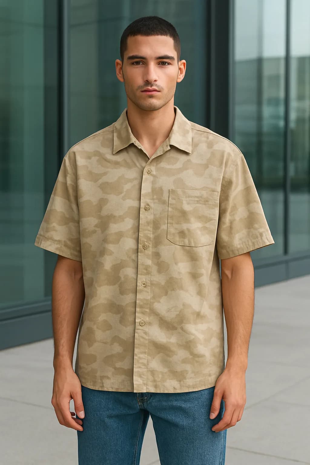 Loose Fit Camo Print shirt from the Shirts edit.