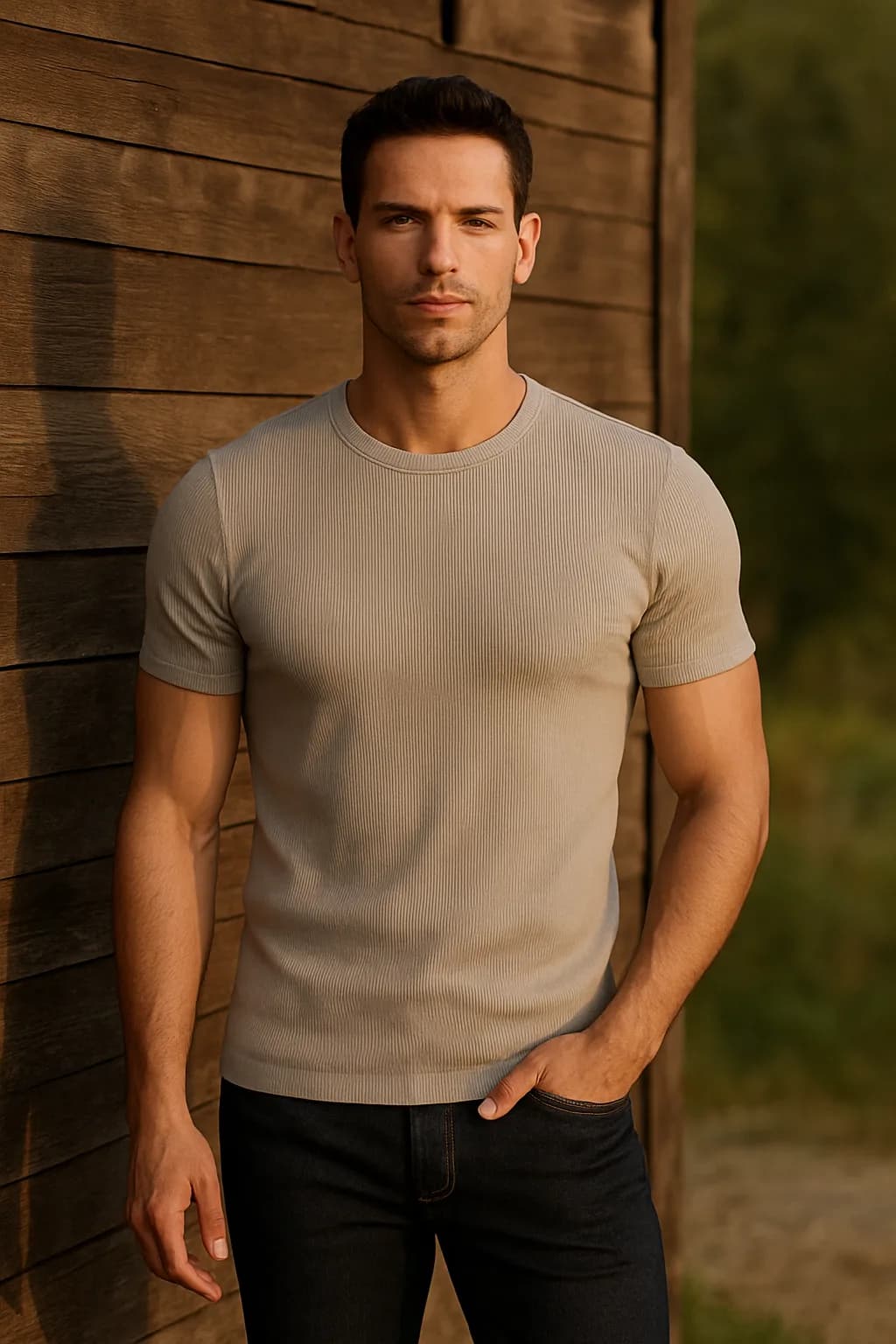Muscle Fit Ribbed shirt from the Shirts edit.