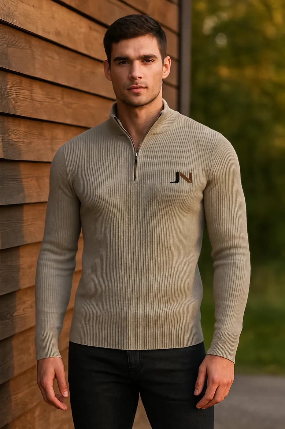 Muscle Fit Ribbed quarter zip from the Quarter Zips edit.