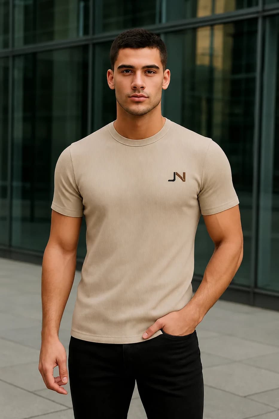 Straight Fit Textured t-shirt from the T-Shirts & Vests edit.