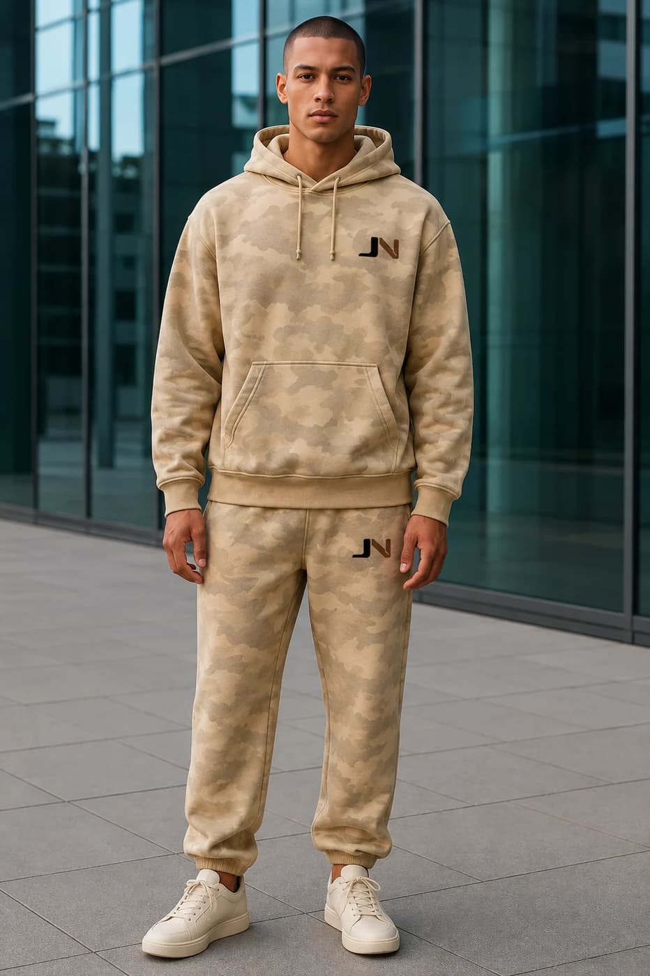 Loose Fit Camo Print tracksuit from the Tracksuits edit.